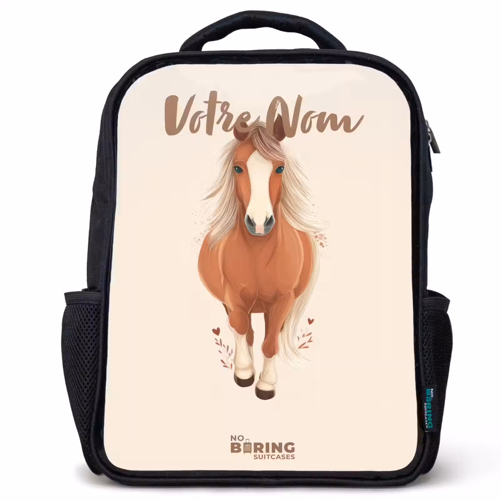 Sac à dos enfant - Noir - Cheval brun au galop — 1