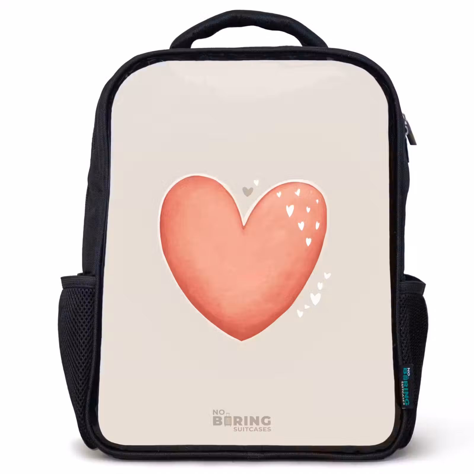 Sac à dos enfant - Noir - Coeur rouge sur fond beige — 1
