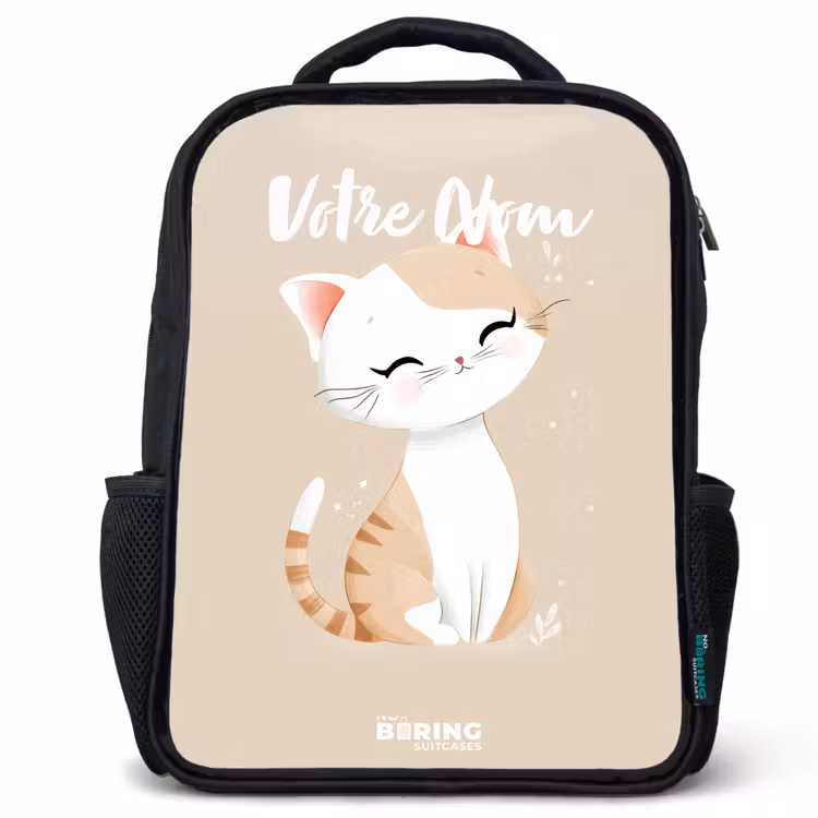 Sac à dos enfant - Noir - Chaton beige et blanc — 1