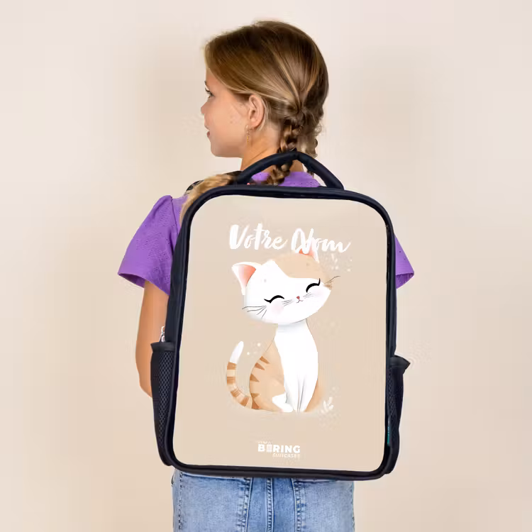 Sac à dos enfant - Noir - Chaton beige et blanc — 4