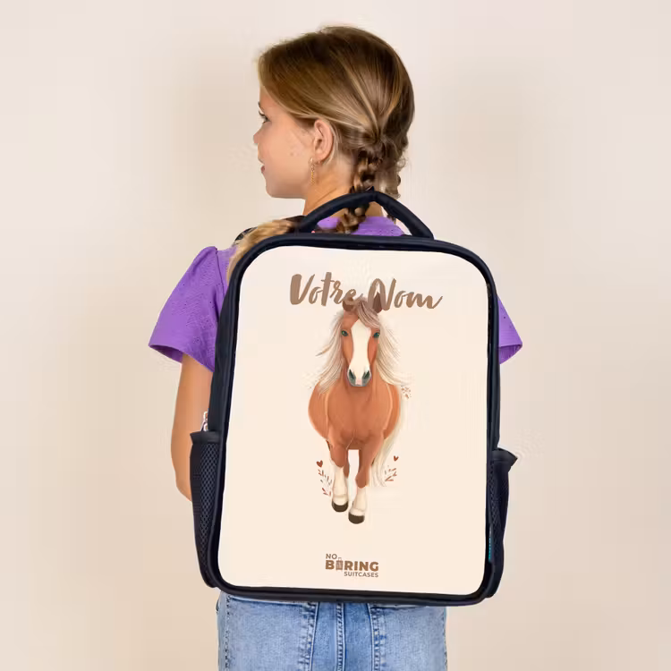 Sac à dos enfant - Noir - Cheval brun au galop — 4