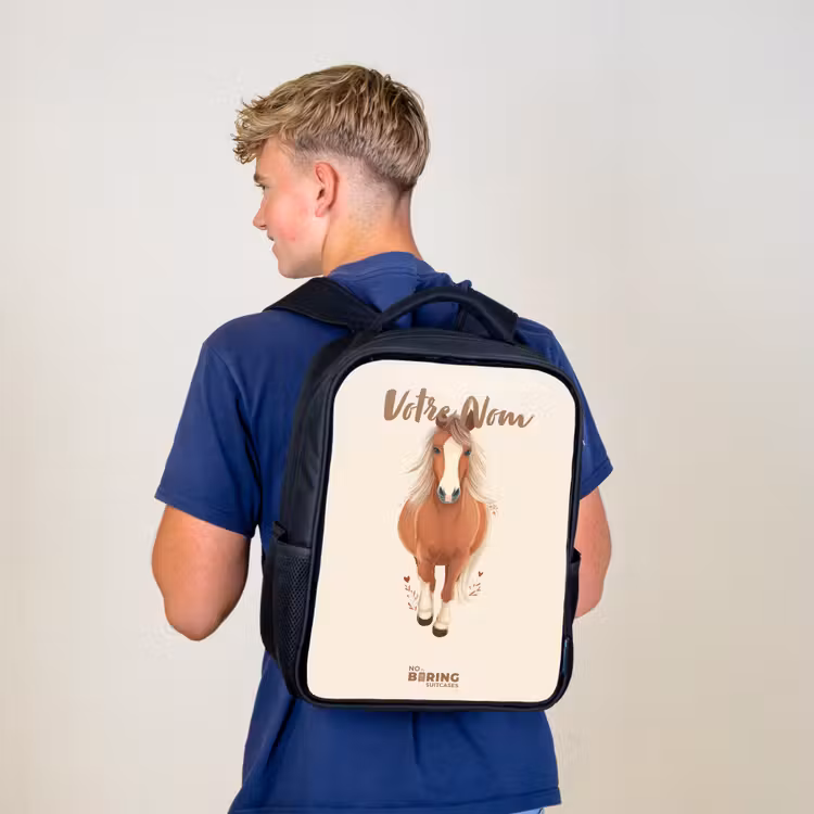 Sac à dos enfant - Noir - Cheval brun au galop — 5