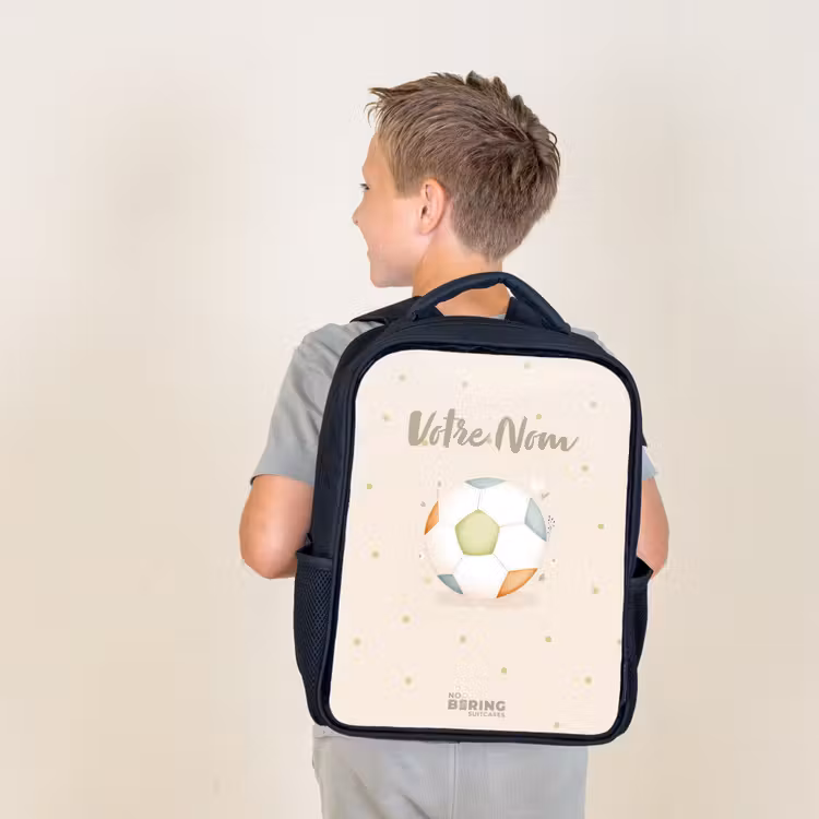 Sac à dos enfant - Noir - Football aux couleurs beige et pastel — 2
