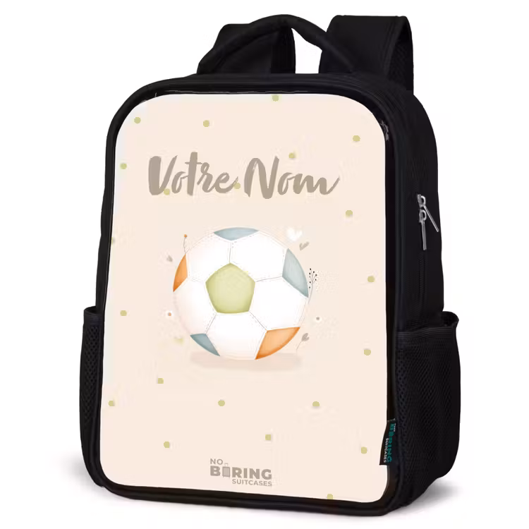 Sac à dos enfant - Noir - Football aux couleurs beige et pastel — 6