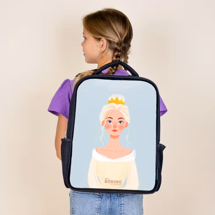 Sac à dos enfant - Noir - Princesse à la couronne d'or - Bleu — 4