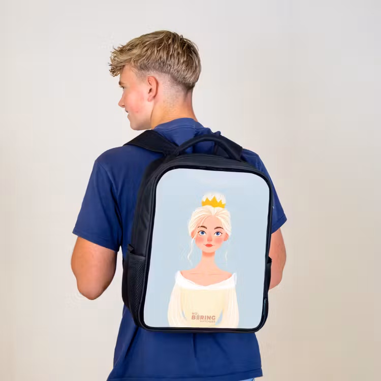 Sac à dos enfant - Noir - Princesse à la couronne d'or - Bleu — 5