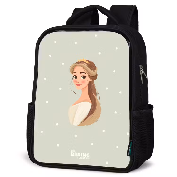 Sac à dos enfant - Noir - Princesse avec diadème sur fond vert à pois — 6
