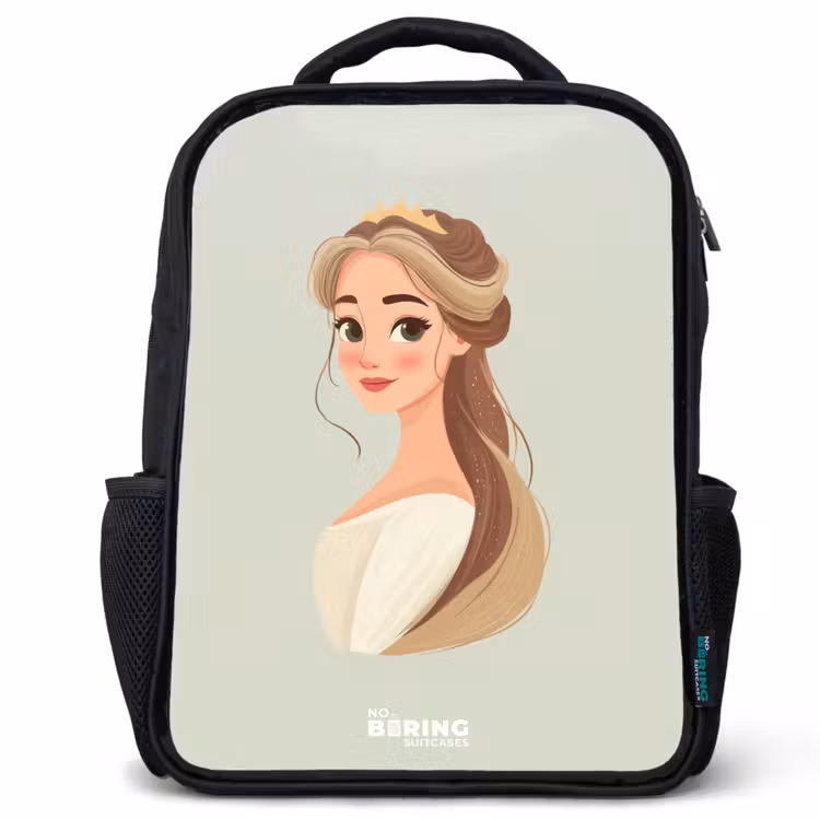Sac à dos enfant - Noir - Princesse avec un diadème - Vert — 1