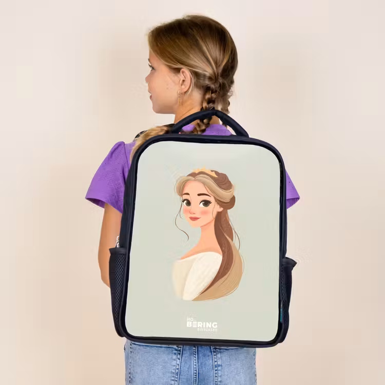 Sac à dos enfant - Noir - Princesse avec un diadème - Vert — 4