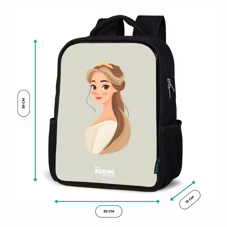 Sac à dos enfant - Noir - Princesse avec un diadème - Vert — 8