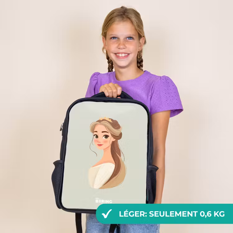 Sac à dos enfant - Noir - Princesse avec un diadème - Vert — 9