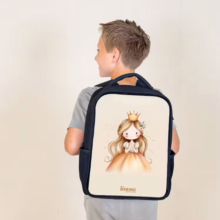 Sac à dos enfant - Noir - Princesse dans les tons dorés — 2