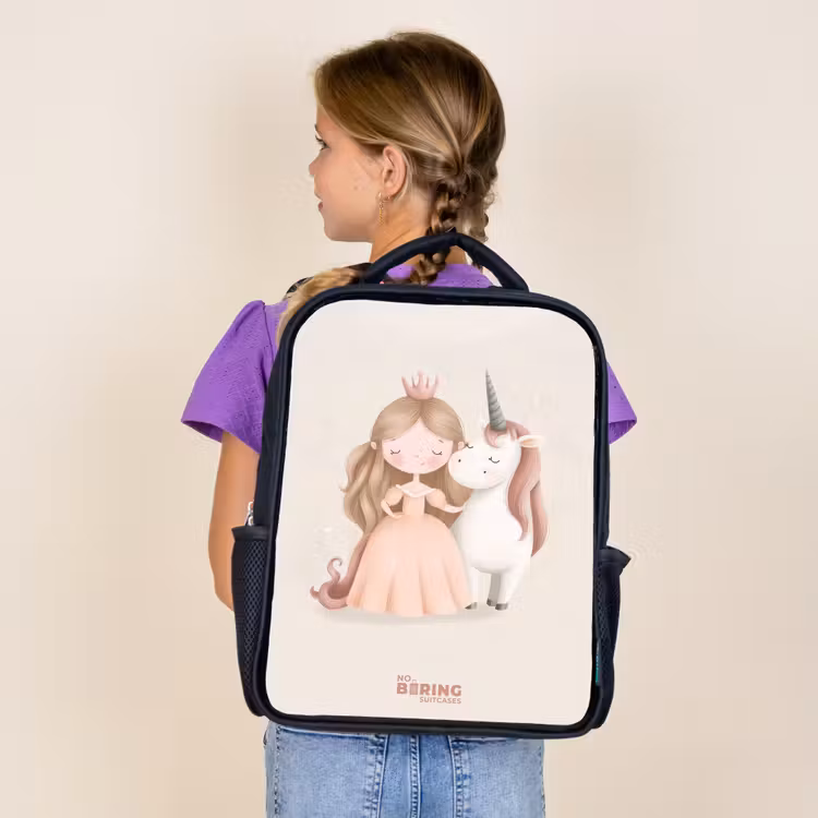 Sac à dos enfant - Noir - Princesse et licorne aux couleurs pastel — 4