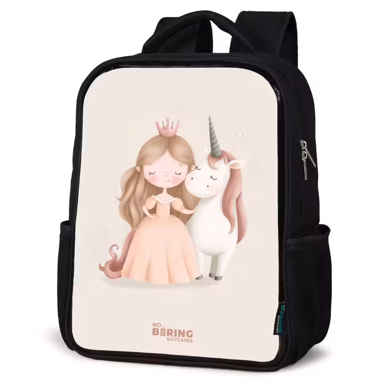 Sac à dos enfant - Noir - Princesse et licorne aux couleurs pastel — 6
