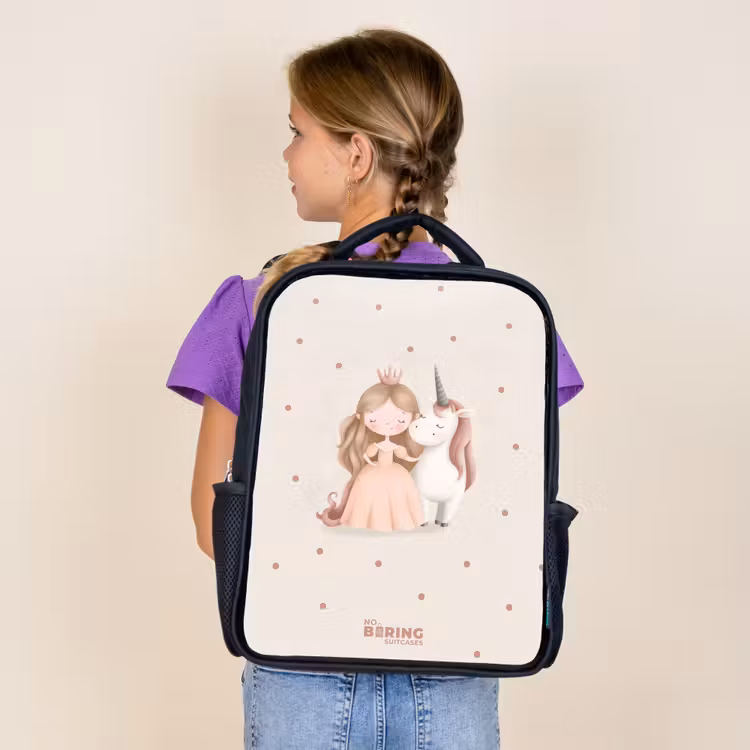 Sac à dos enfant - Noir - Princesse et licorne aux couleurs pastel — 4