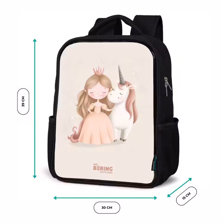 Sac à dos enfant - Noir - Princesse et licorne aux couleurs pastel — 8