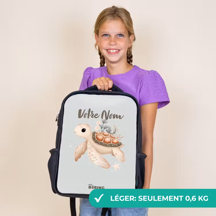 Sac à dos enfant - Noir - Tortue de mer brune dans un monde sous-marin pastel — 9