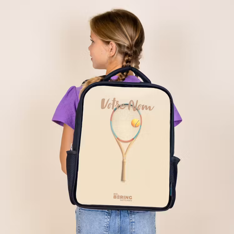 Sac à dos enfant - Noir - Une raquette de tennis dans les tons beiges — 4