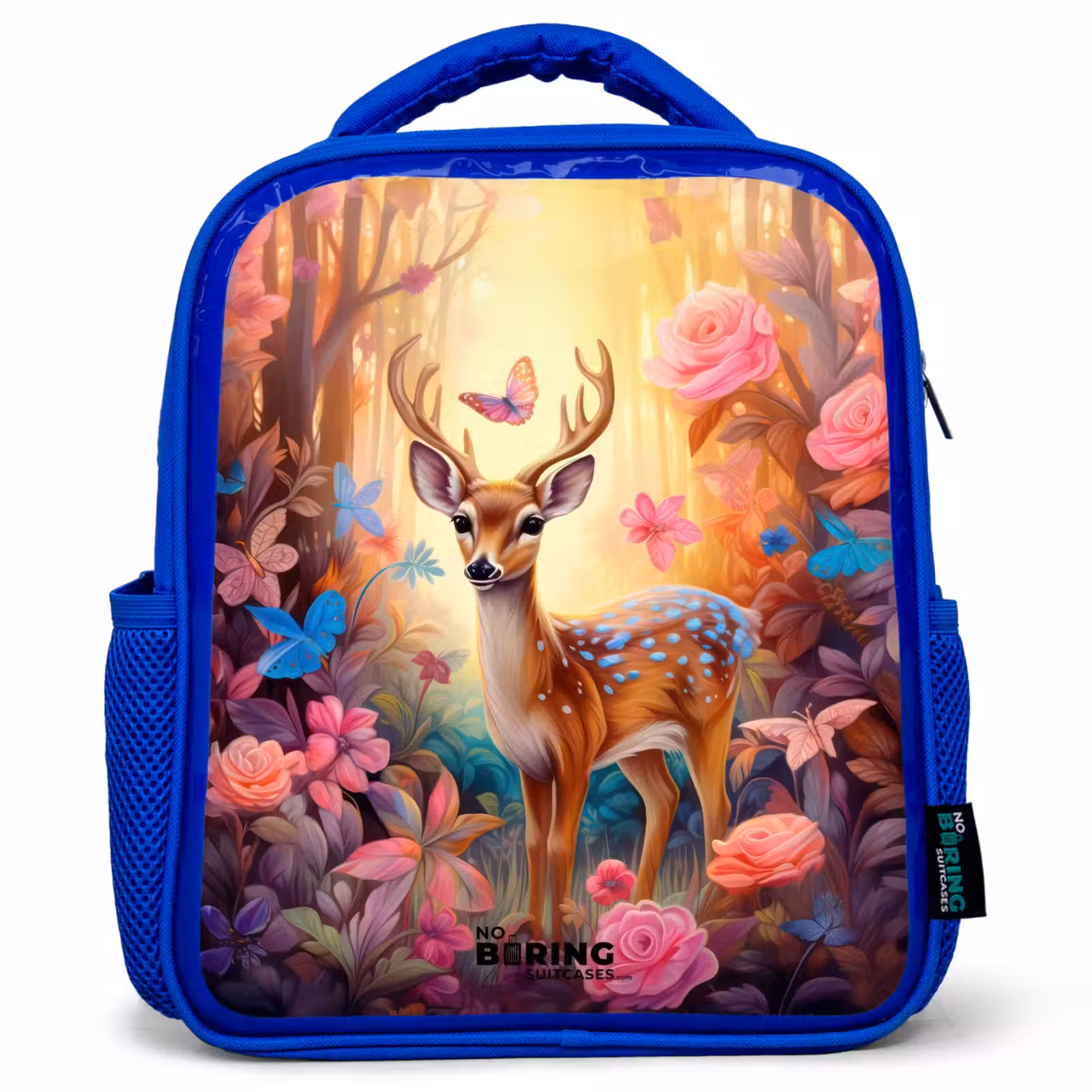 Sac à dos enfant - Bleu - Cerf de la forêt fleurie — 1