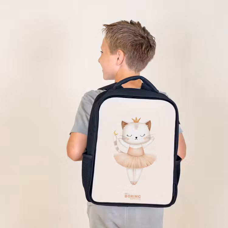 Sac à dos enfant - Noir - Chaton ballerine en couleur beige — 2