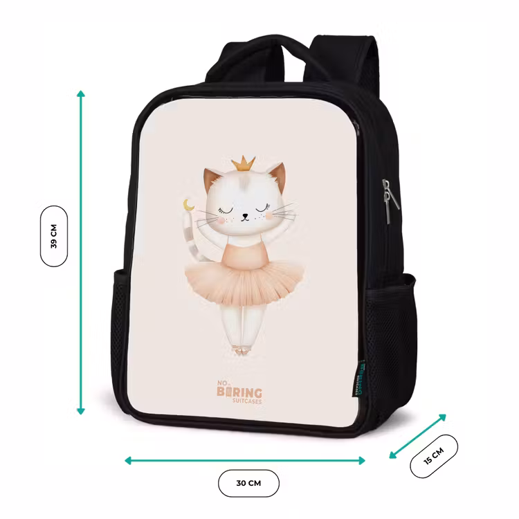 Sac à dos enfant - Noir - Chaton ballerine en couleur beige — 8