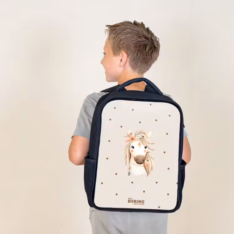 Sac à dos enfant - Noir - Cheval de bohème aux couleurs pastel — 2