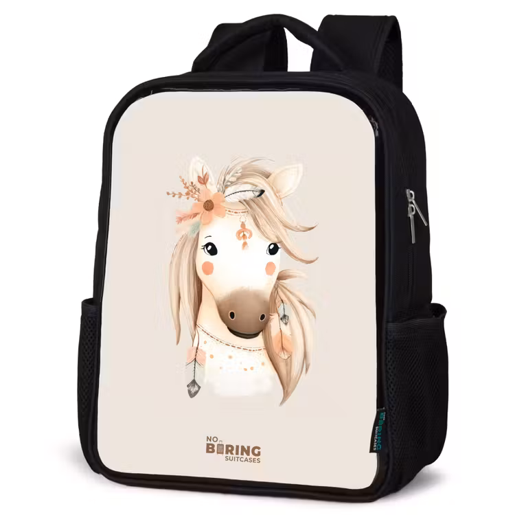 Sac à dos enfant - Noir - Cheval de bohème aux couleurs pastel — 6