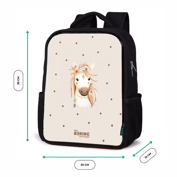 Sac à dos enfant - Noir - Cheval de bohème aux couleurs pastel — 8