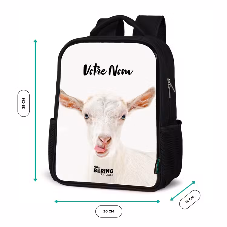 Sac à dos enfant - Noir - Chèvre tirant la langue — 8