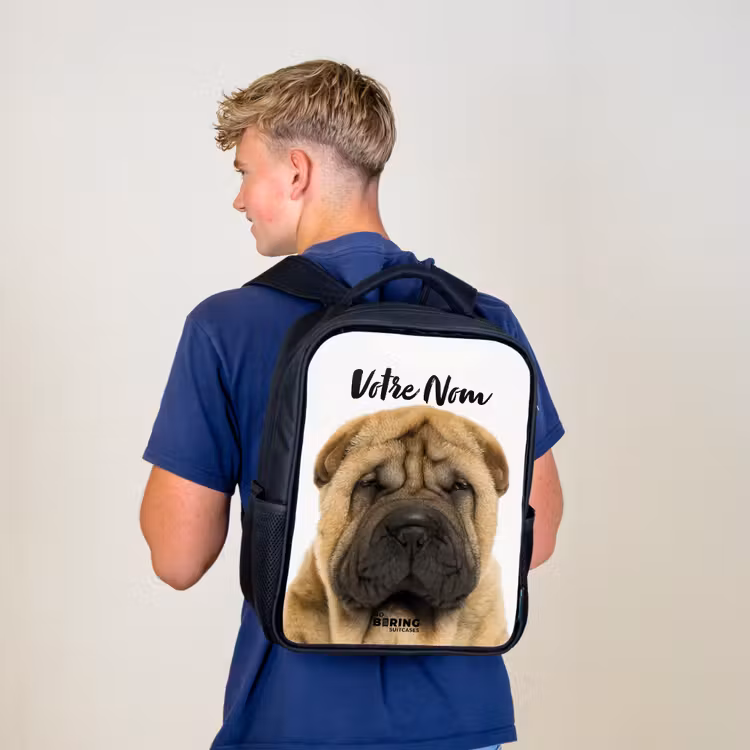 Sac à dos enfant - Noir - Chien à la tête en colère — 5