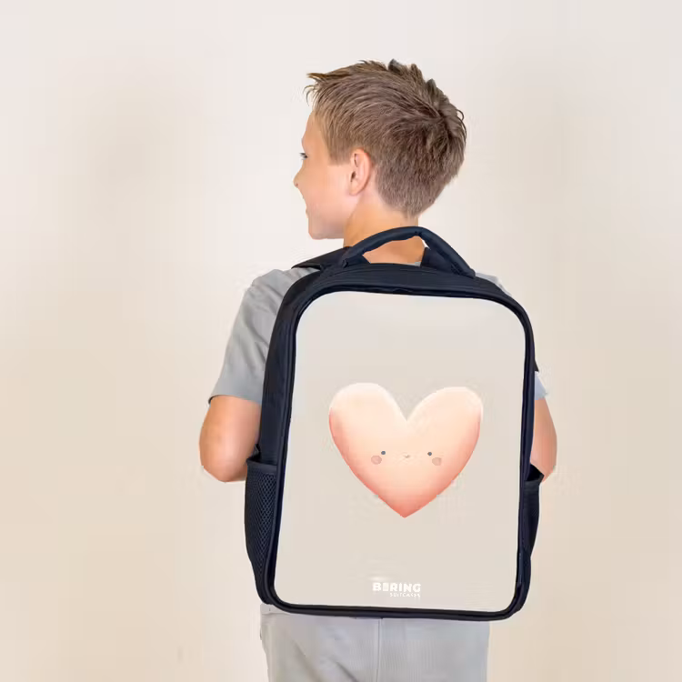 Sac à dos enfant - Noir - Coeur en couleurs pastel — 2