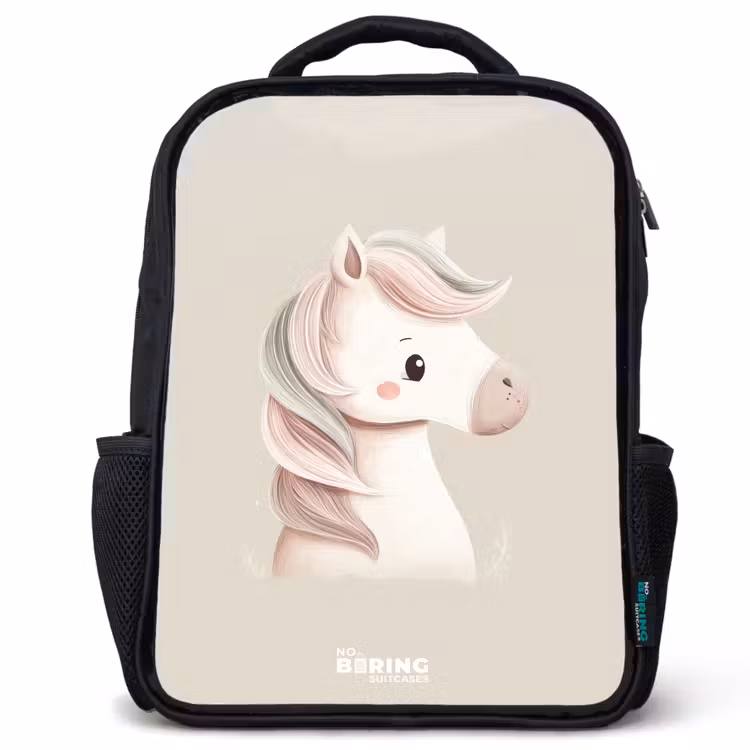 Sac à dos enfant - Noir - Licorne aux couleurs roses pastel — 1