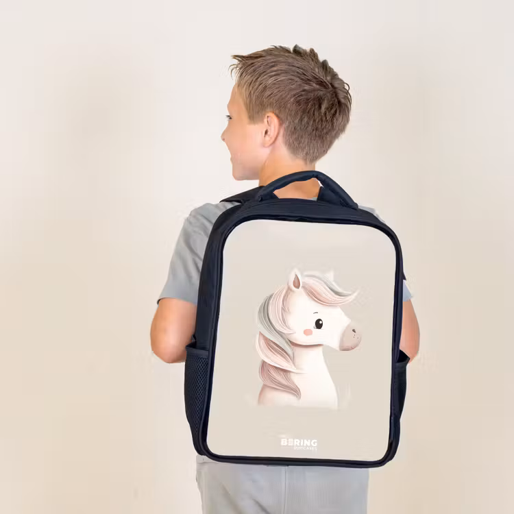 Sac à dos enfant - Noir - Licorne aux couleurs roses pastel — 2