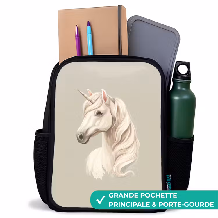 Sac à dos enfant - Noir - Licorne en couleurs neutres — 10