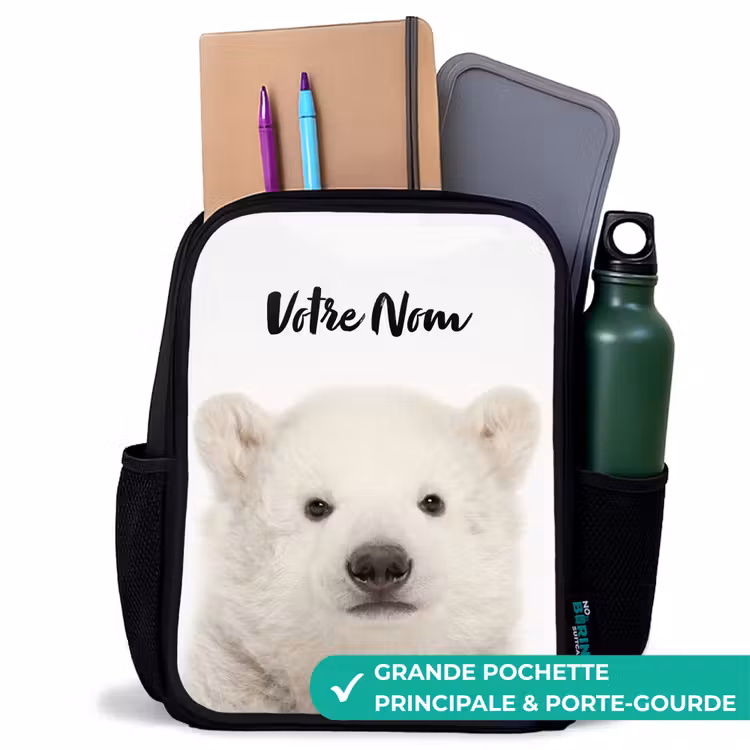 Sac à dos enfant - Noir - Ours polaire mignon — 10