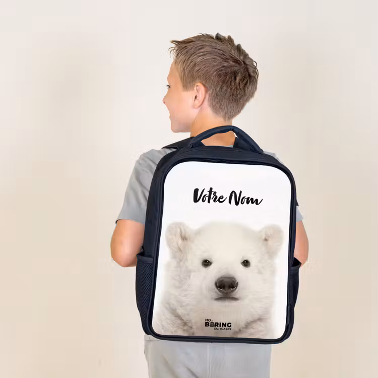Sac à dos enfant - Noir - Ours polaire mignon — 2