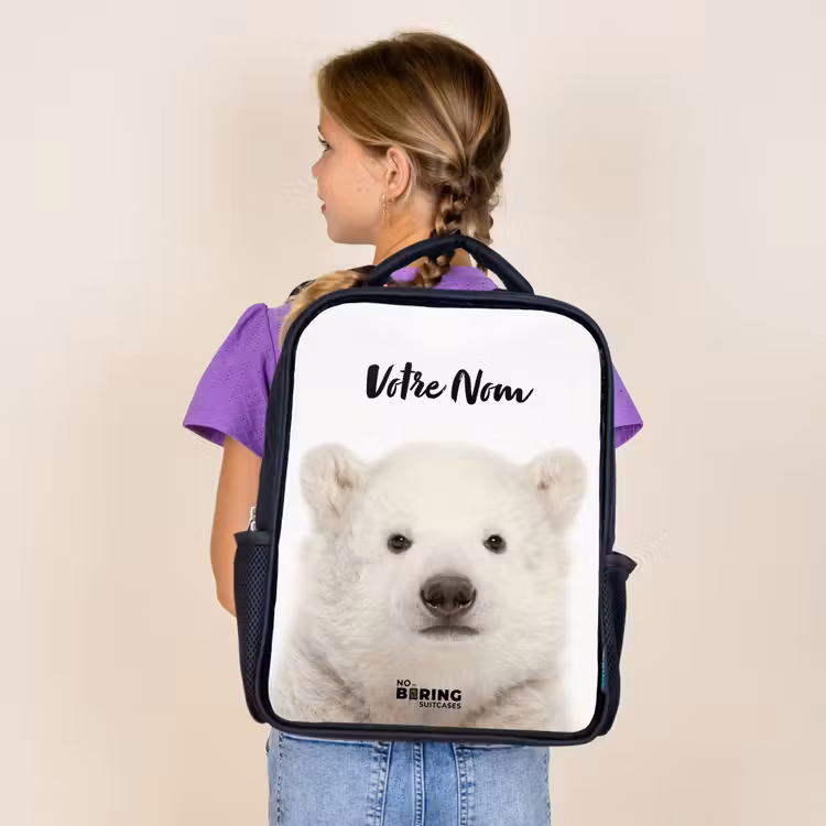 Sac à dos enfant - Noir - Ours polaire mignon — 4