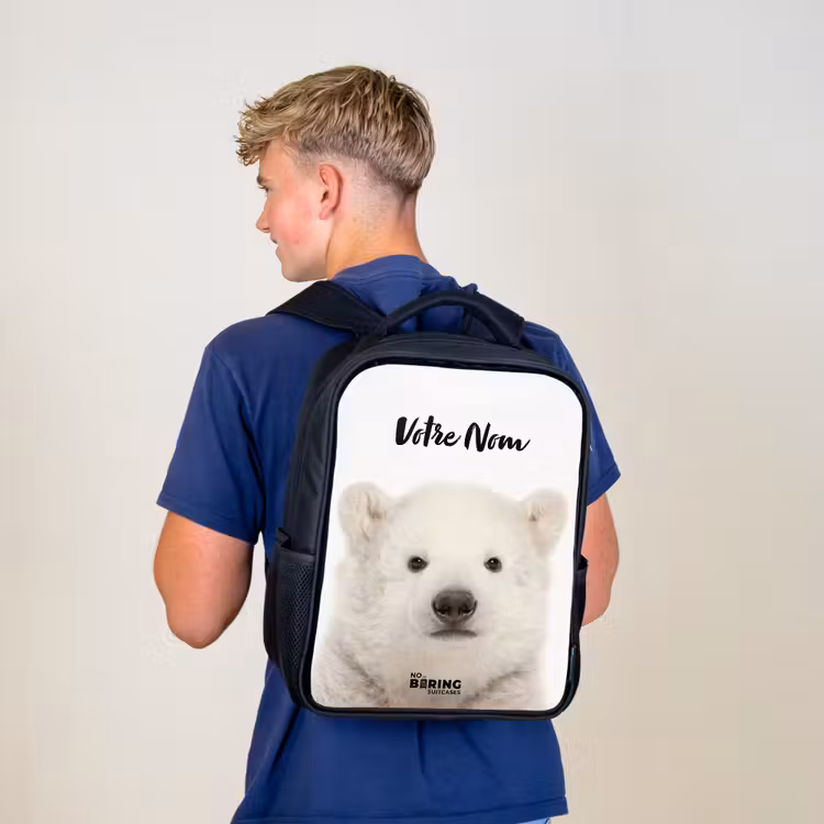 Sac à dos enfant - Noir - Ours polaire mignon — 5