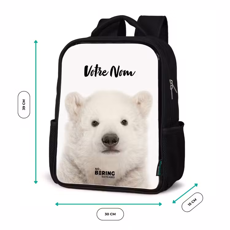 Sac à dos enfant - Noir - Ours polaire mignon — 8
