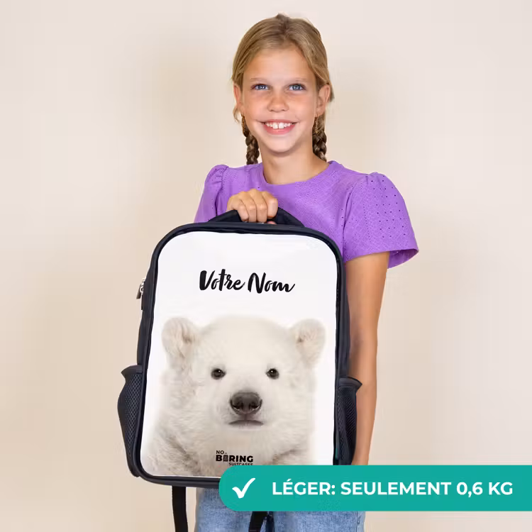 Sac à dos enfant - Noir - Ours polaire mignon — 9