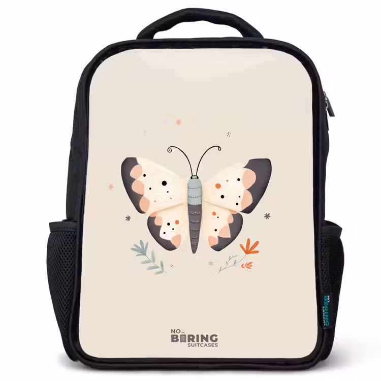 Sac à dos enfant - Noir - Papillon aux couleurs neutres et pastel — 1