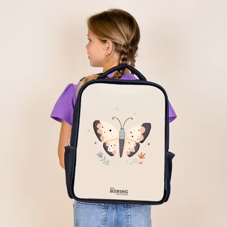 Sac à dos enfant - Noir - Papillon aux couleurs neutres et pastel — 4