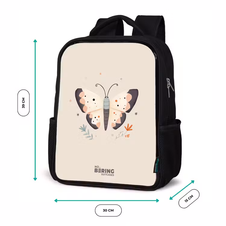 Sac à dos enfant - Noir - Papillon aux couleurs neutres et pastel — 8