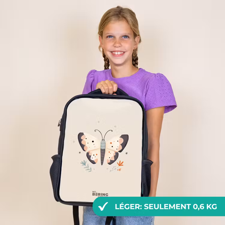 Sac à dos enfant - Noir - Papillon aux couleurs neutres et pastel — 9