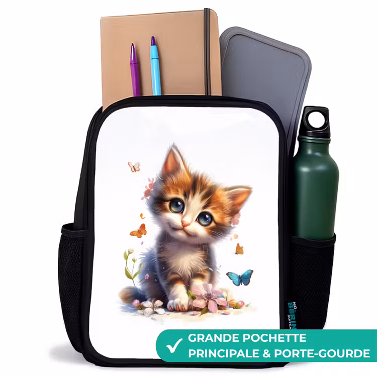 Sac à dos enfant - Noir - Chaton papillon Vera — 10
