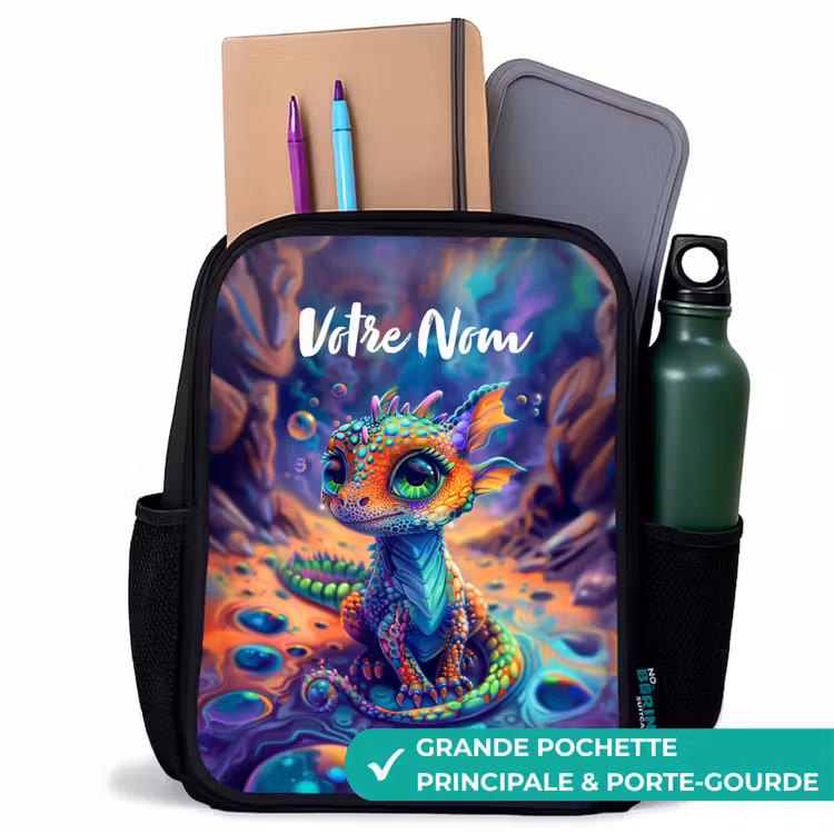 Sac à dos enfant - Noir - Dragon saphir orné — 10