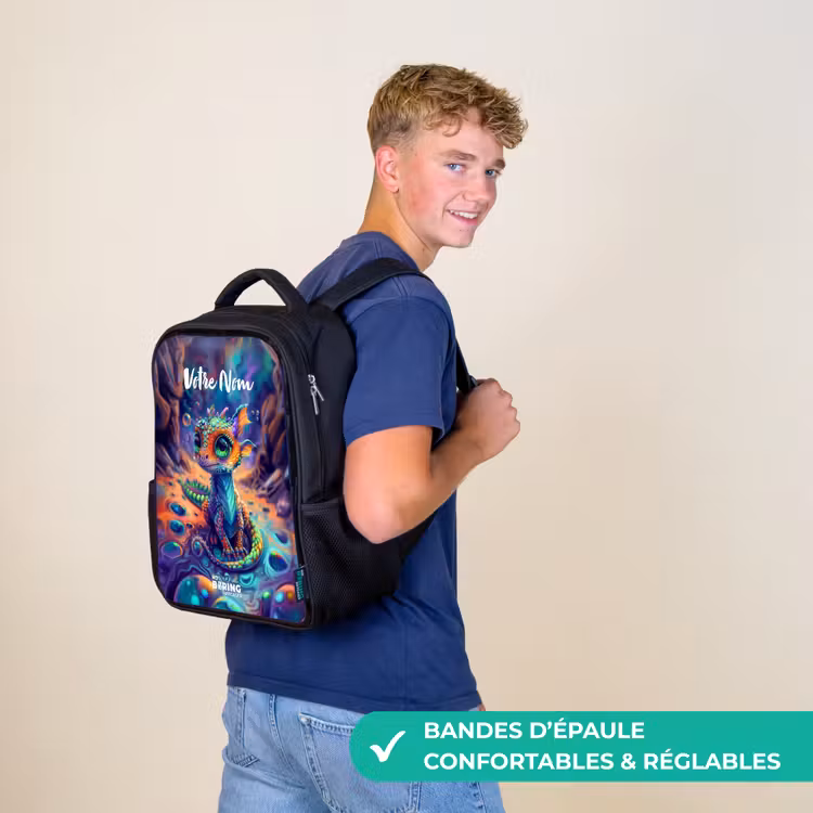 Sac à dos enfant - Noir - Dragon saphir orné — 11