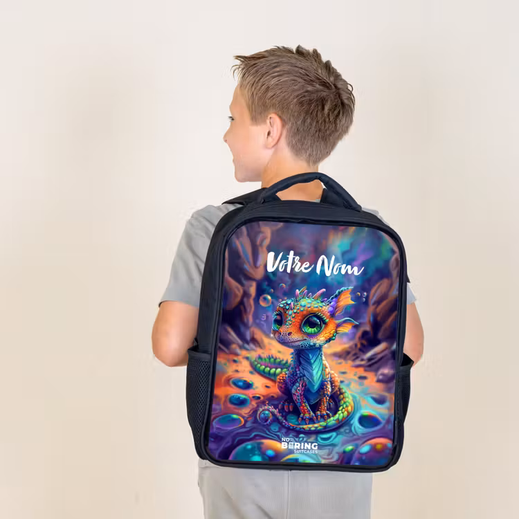 Sac à dos enfant - Noir - Dragon saphir orné — 2