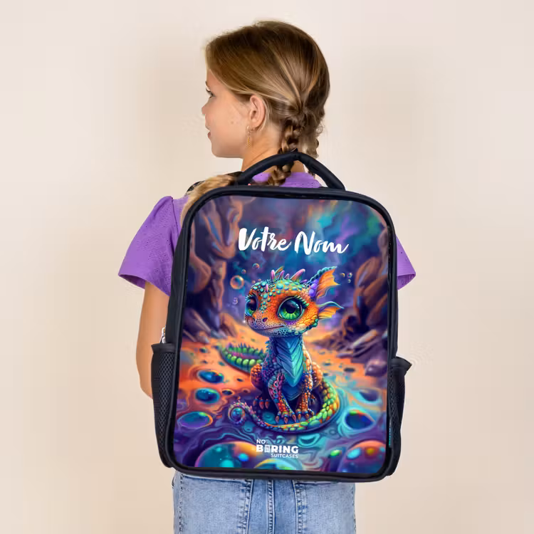 Sac à dos enfant - Noir - Dragon saphir orné — 4