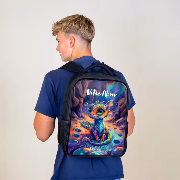 Sac à dos enfant - Noir - Dragon saphir orné — 5